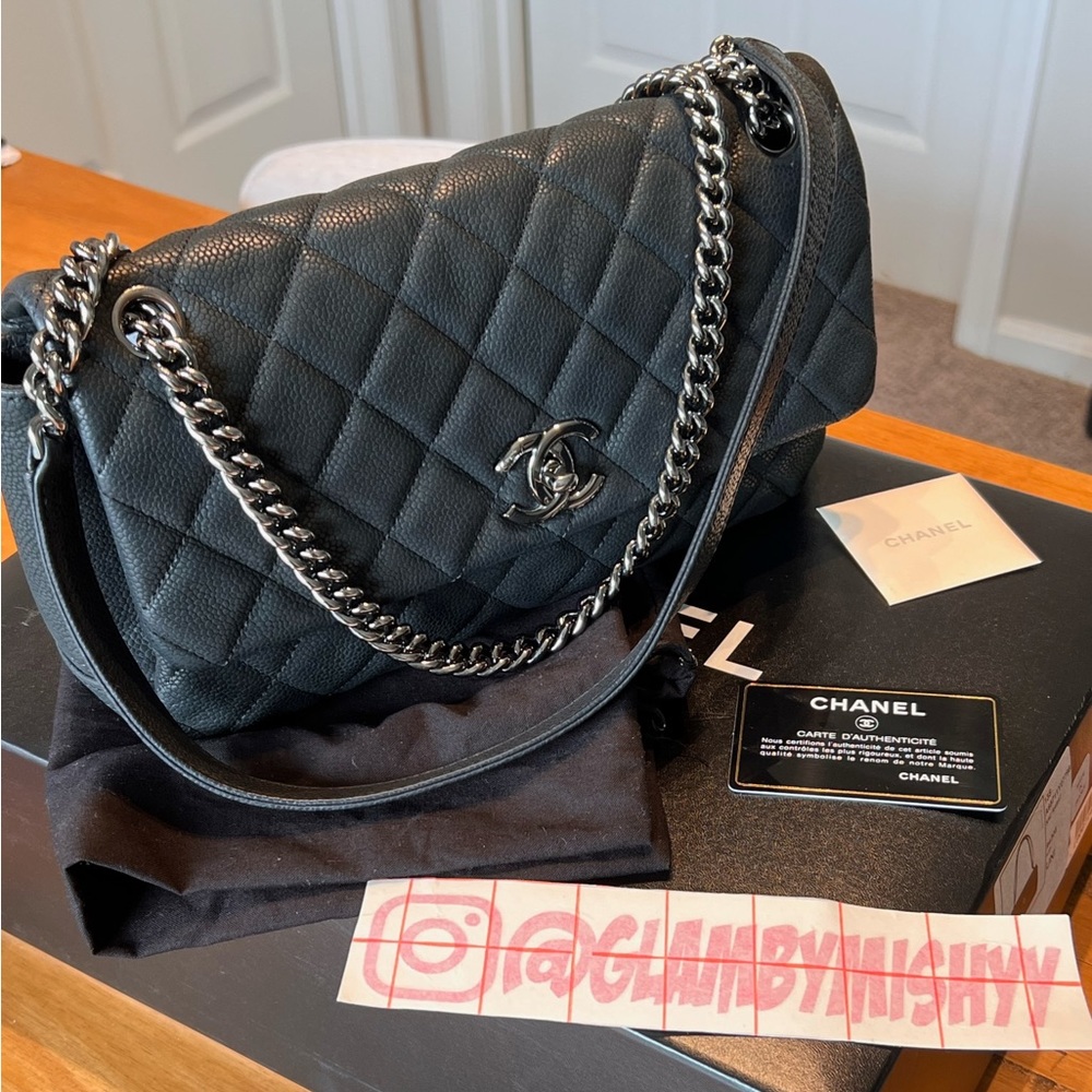 SOLD 13S Chanel Lady Pearly Quilted Flap Black Iridescent
Caviar RHW